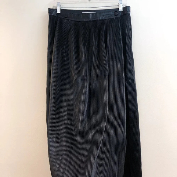 Rodebjer Black Faux Vegan Leather Pleated Designer Classic Midi Skirt Small - Picture 3 of 10
